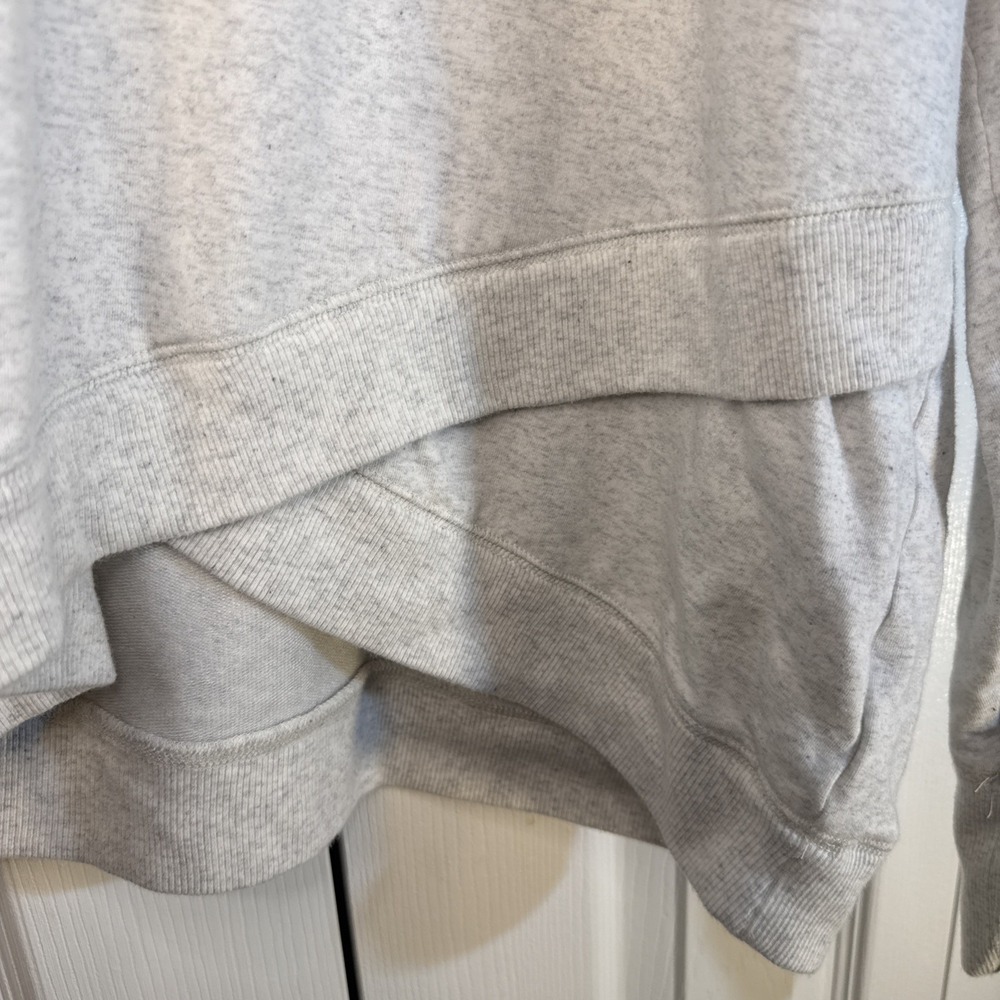 Athleta Criss Cross Speckled White Long Sleeve Sweatshirt‎ Pullover Large Soft - Picture 2 of 8